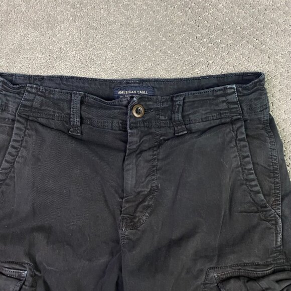 American Eagle Extreme Flex Longer Length Cargo Shorts Mens 31 Faded Black Gray - Picture 2 of 12